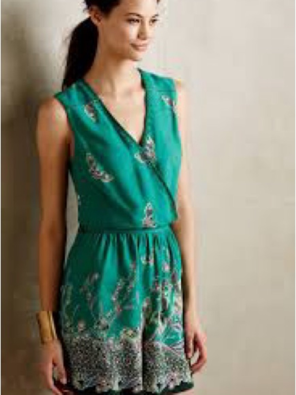 Anthropologie Elevenses Papillion Romper Butterfly Teal Green XS